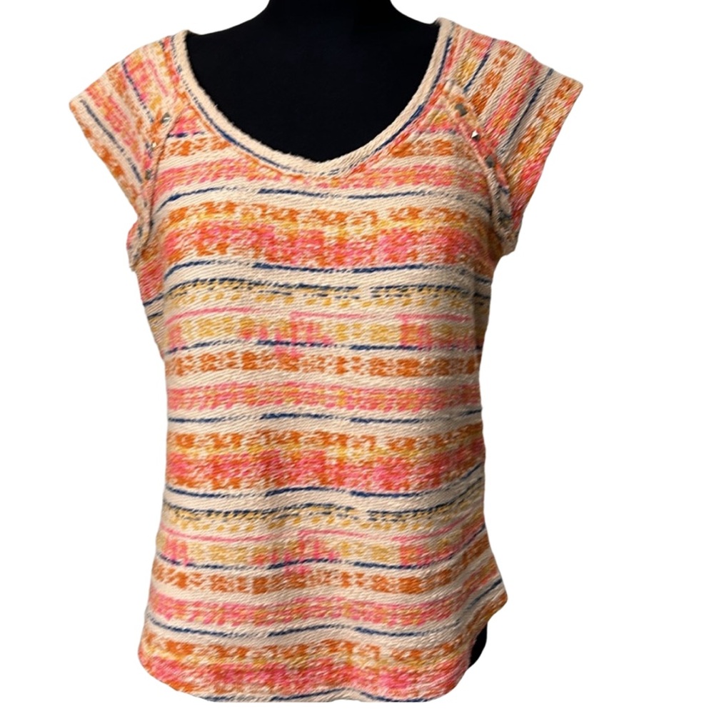 ZARA Knobby Top Colorful Textured Top w Studs